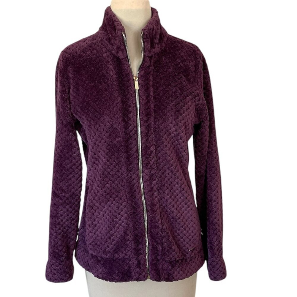 Calvin Klein Women's Purple Zip-Up Soft Plush Fleece Jacket, Size XS